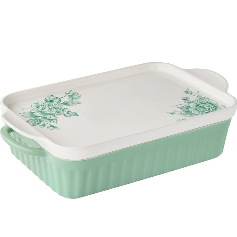 ❤️ New Pioneer Woman Agatha Baker With  Lid Platter